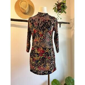 Alex Marie Velvety Rainbow Lace Long Sleeve Ruched Tunic Top Size Small